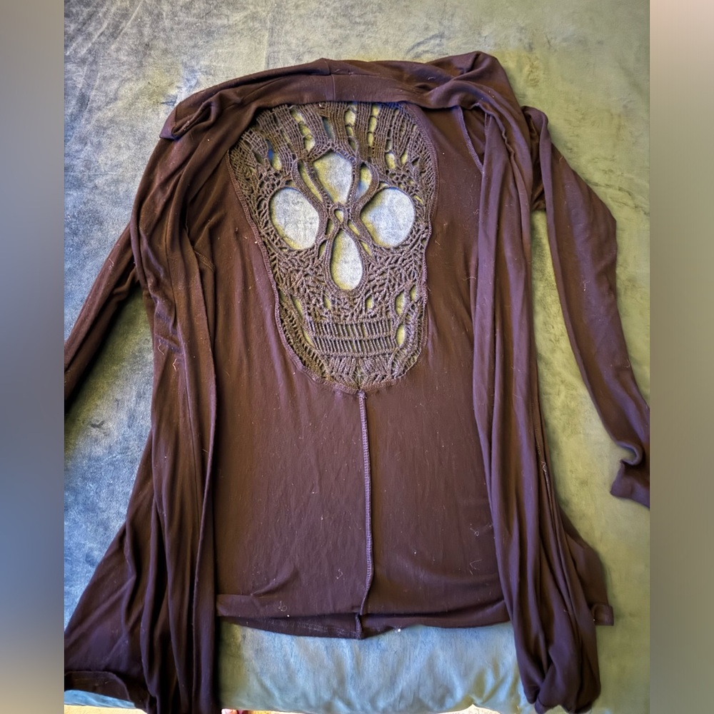 Skeleton open front drape cardigan
